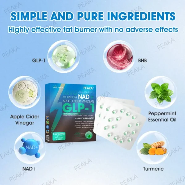 𝐏𝐄𝐀𝐊𝐀® 𝐆𝐋𝐏-𝟏 Slimming & Health Ultra Concentrated Essence Liquid Pearls - With NAD+ · Moringa · ACV · Keto BHB (✅ Support for obesity, diabetes, and heart health)⚡🧡