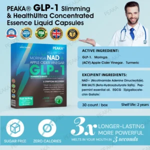 Official Authorized Store PEAKA® GLP-1 Slimming & Health Ultra Concentrated Essence Liquid Pearls - NAD+ Moringa & ACV & Keto BHB (✅speedy, long-lasting, addressing diabetes, obesity, and cardiovascular diseases) - ⚡Developed by the Obesity Society🌿💚