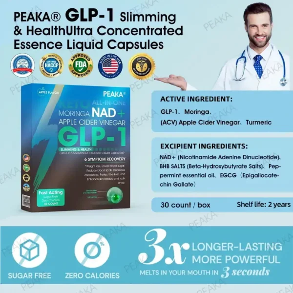 [Official Authorized Store] - PEAKA® GLP-1 Slimming & Health Ultra ` - NAD+ Moringa & ACV & Keto BHB (✅speedy, long-lasting, addressing diabetes, obesity, and cardiovascular diseases) - 💪Developed by the Obesity Society🌿