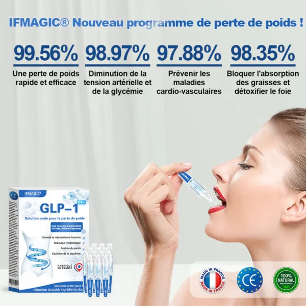 IFMAGIC® GLP-1 Pro Solution orale pour la perte de poids✅Une dose par jour—résultats visibles en 7 jours👩‍⚕️Convient à l’obésité, aux maladies cardiovasculaires, au diabète, à l’apnée du sommeil, à l’hypercholestérolémie et à divers troubles lipidiques 🌹