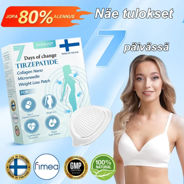 ZVOEVO® SMGT-GLP-1 𝐓𝐢𝐫𝐳𝐞𝐧𝐬𝐭𝐢 & Kollageeni Nano-Mikroneula Laihdutuslaastari