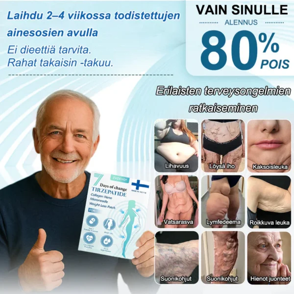 ZVOEVO® SMGT-GLP-1 𝐓𝐢𝐫𝐳𝐞𝐧𝐬𝐭𝐢 & Kollageeni Nano-Mikroneula Laihdutuslaastari