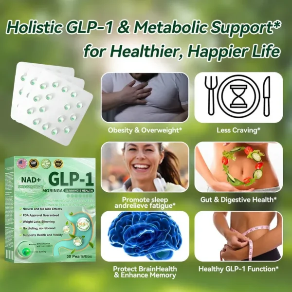 GLP-1 Weight Loss Liquid Gel🏅 - NAD+ & Moringa & ACV & Keto BHB — Obesity, Cardiovascular Disease, Diabetes, Sleep Apnea, Joint Problems and More