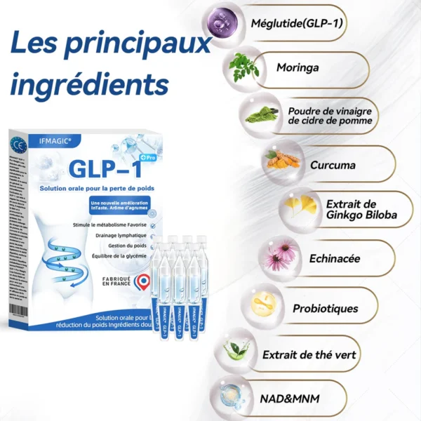 IFMAGIC® GLP-1 Pro Solution orale pour la perte de poids✅Une dose par jour—résultats visibles en 7 jours👩‍⚕️Convient à l’obésité, aux maladies cardiovasculaires, au diabète, à l’apnée du sommeil, à l’hypercholestérolémie et à divers troubles lipidiques 🌹