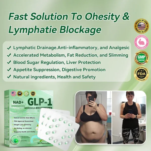 GLP-1 Weight Loss Liquid Gel🏅 - NAD+ & Moringa & ACV & Keto BHB — Obesity, Cardiovascular Disease, Diabetes, Sleep Apnea, Joint Problems and More