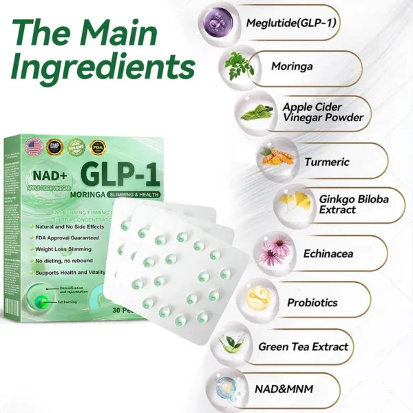 GLP-1 Weight Loss Liquid Gel🏅 - NAD+ & Moringa & ACV & Keto BHB — Obesity, Cardiovascular Disease, Diabetes, Sleep Apnea, Joint Problems and More