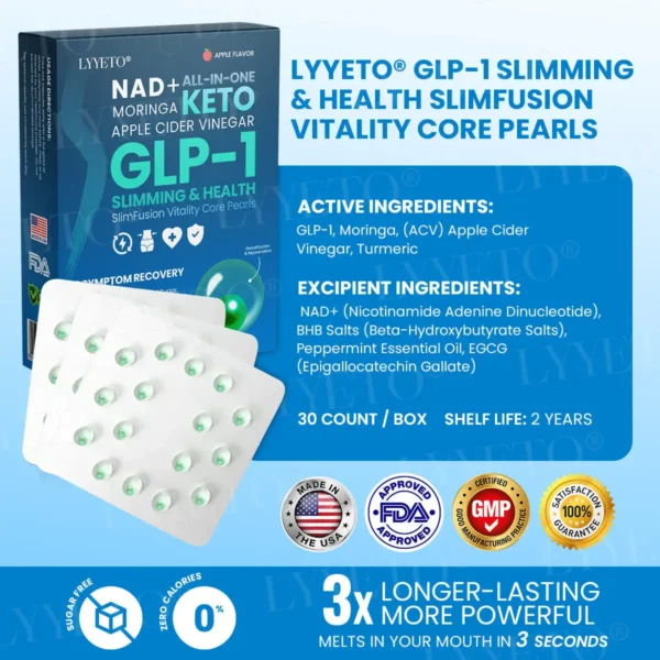 Lyyeto® GLP-1 Slimming & Health SlimFusion Vitality Core Pearls - NAD+ Moringa & ACV🔹XII