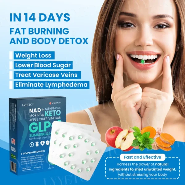 Lyyeto® GLP-1 Slimming & Health SlimFusion Vitality Core Pearls - NAD+ Moringa & ACV🔹XII