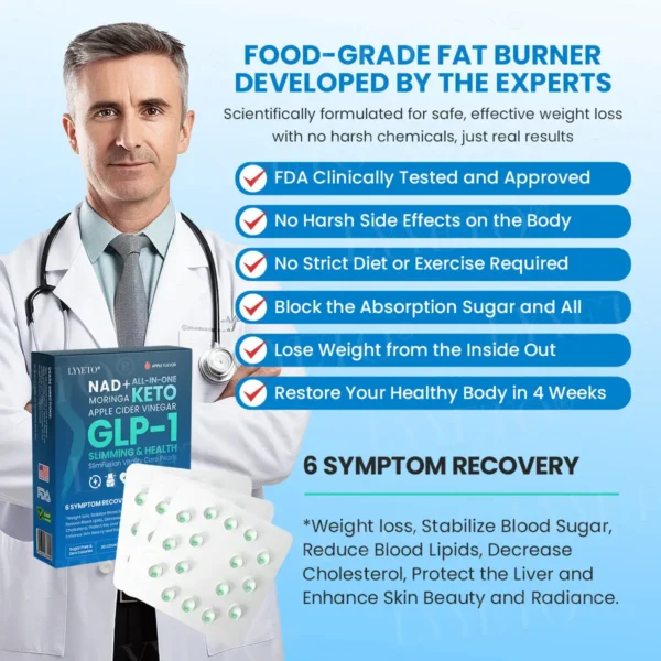 Lyyeto® GLP-1 Slimming & Health SlimFusion Vitality Core Pearls - NAD+ Moringa & ACV🔹XII