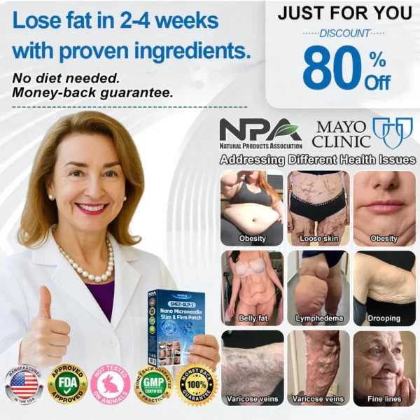 [Mayo Clinic Recommended] I Official Store | Oeskoy® SMGT-GLP-1 Nano Microneedle Slim & Firm Patch｜Slimming + Skin Tightening + Blood Sugar Support｜Regain your figure in 7 days｜No Injection Needed(Painless, Long-Lasting)