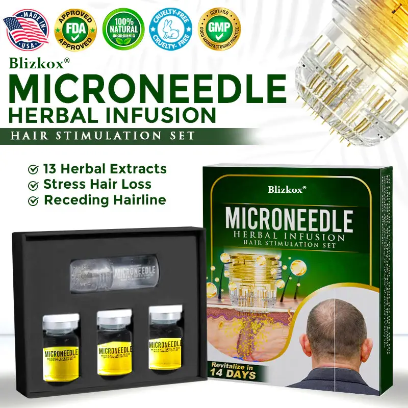 👱♂️ Blizkox® Microneedle Herbal Infusion Hair Stimulation Set 🇺🇸 Made in USA