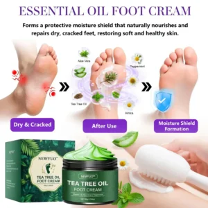 🎁 NEWYUO™ Limited-Time Offer 🎁 - Don't miss out!Tea Tree Oil Foot Cream (Repairs Dry Cracked Heels, Soothes Tired Feet, Eliminates Odor & Restores Soft Skin)
