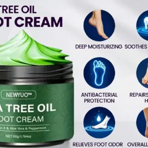 🎁 NEWYUO™ Limited-Time Offer 🎁 - Don't miss out!Tea Tree Oil Foot Cream (Repairs Dry Cracked Heels, Soothes Tired Feet, Eliminates Odor & Restores Soft Skin)